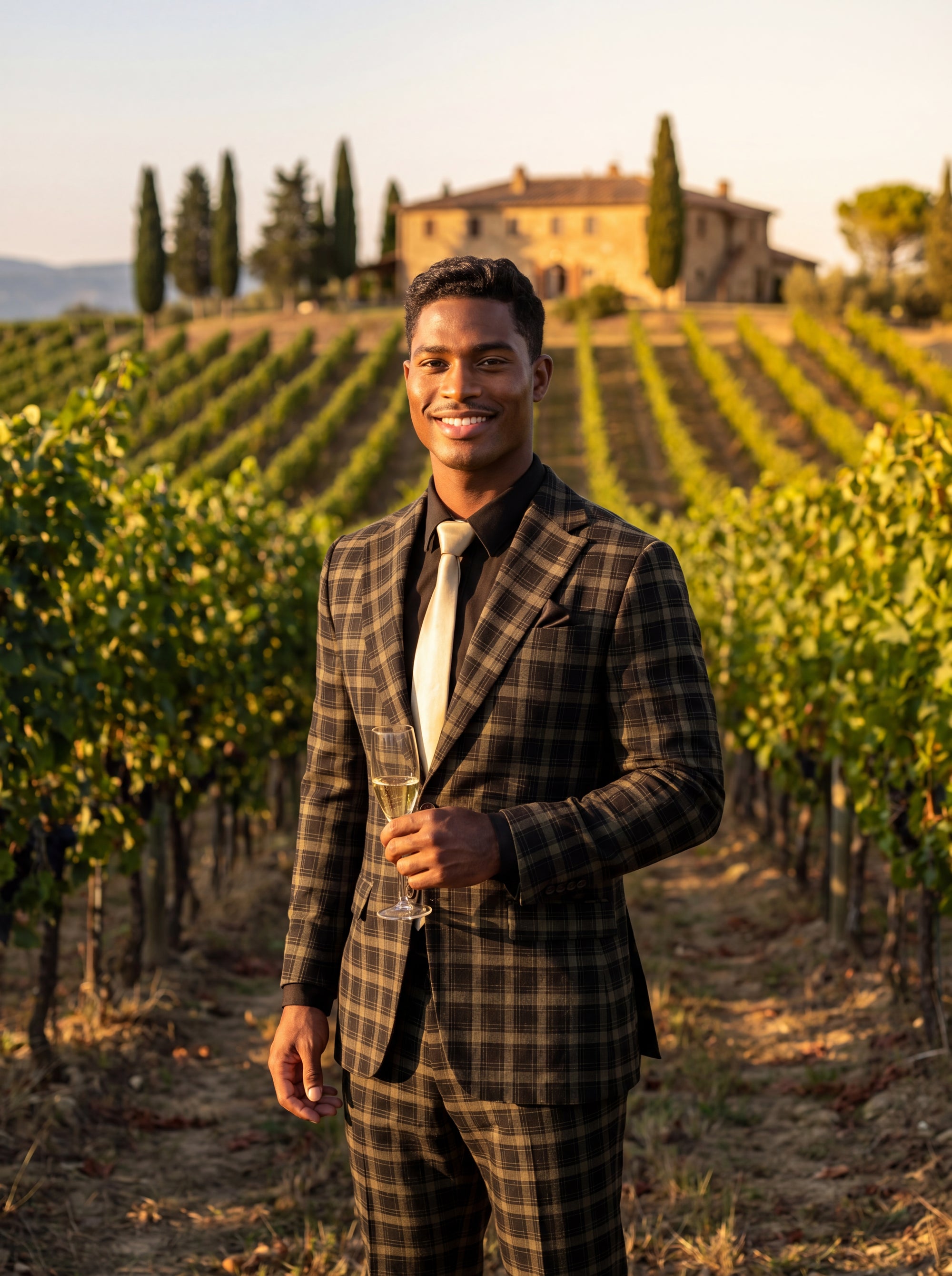 ellis-suit-in-black-gold-check-vineyard-ceremony383
