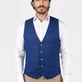 Empire Blue Windowpane Vest - SARTORO