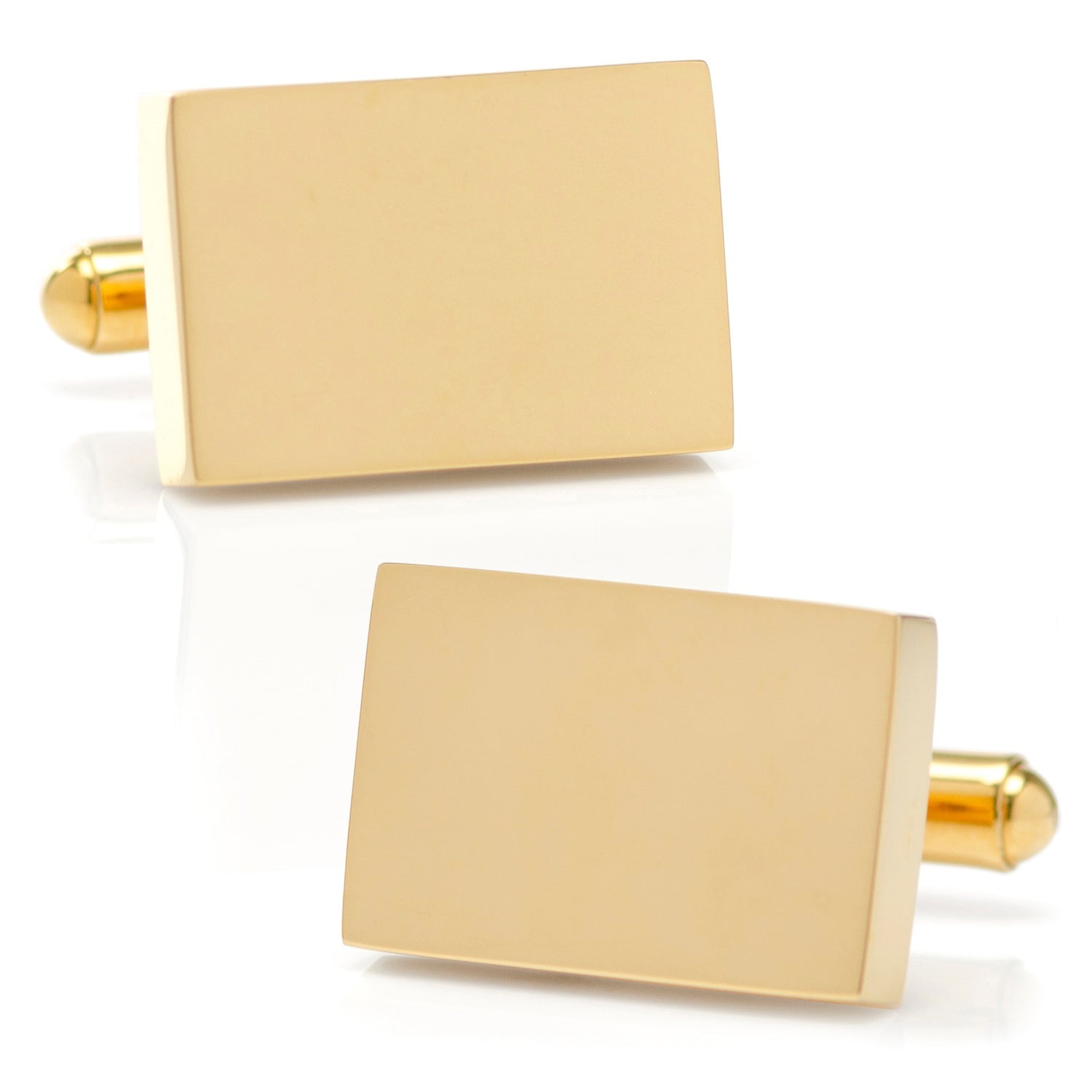 Engravable Rectangle Gold Cufflinks and Tie Bar Gift Set - SARTORO859