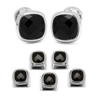 Faceted Onyx Cushion Stainless Steel 5-Stud Set - SARTORO229