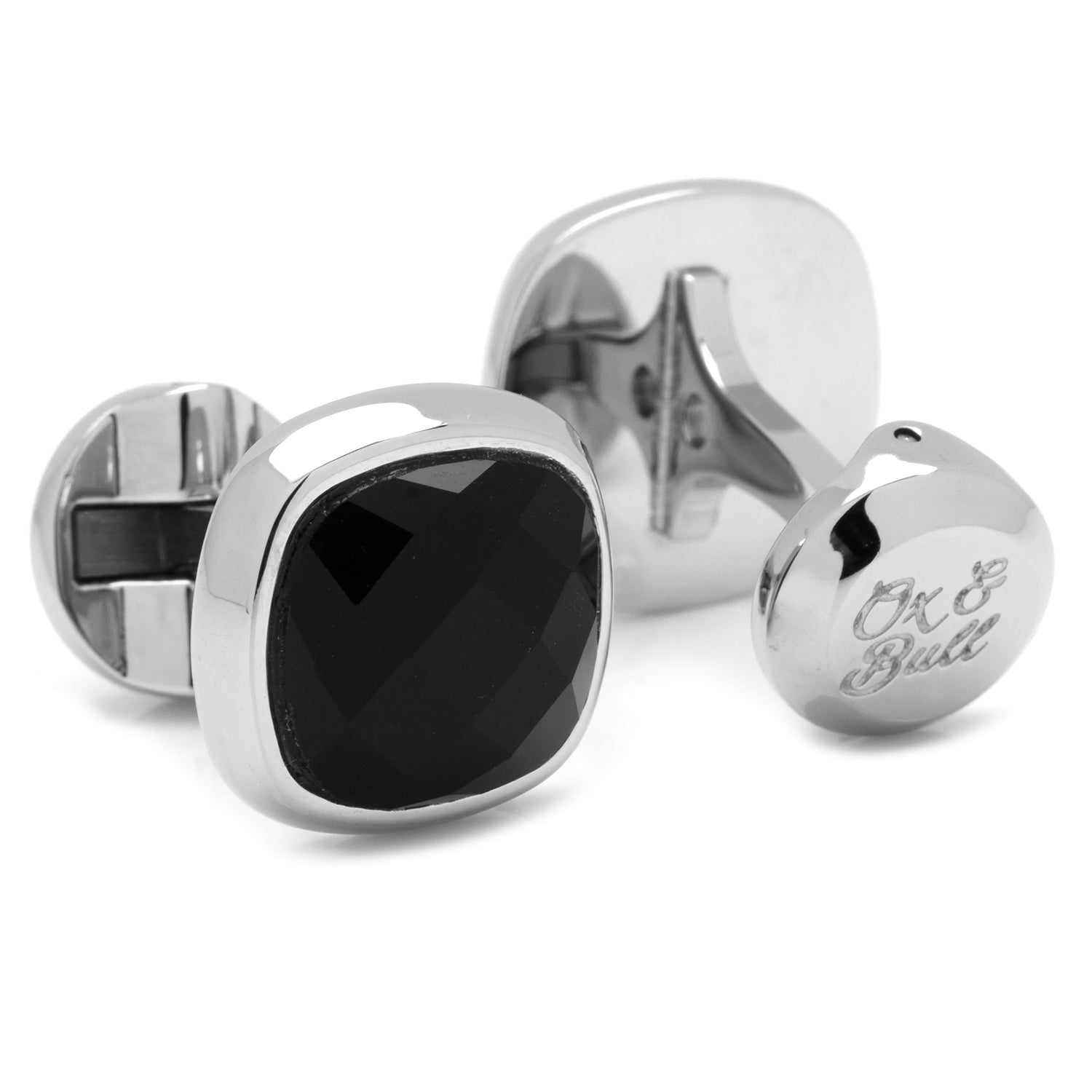 Faceted Onyx Cushion Stainless Steel 5-Stud Set - SARTORO377