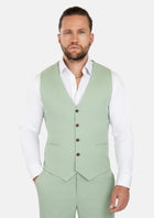 Fern Green Linen Blend Vest - SARTORO301