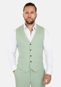 Fern Green Linen Blend Vest