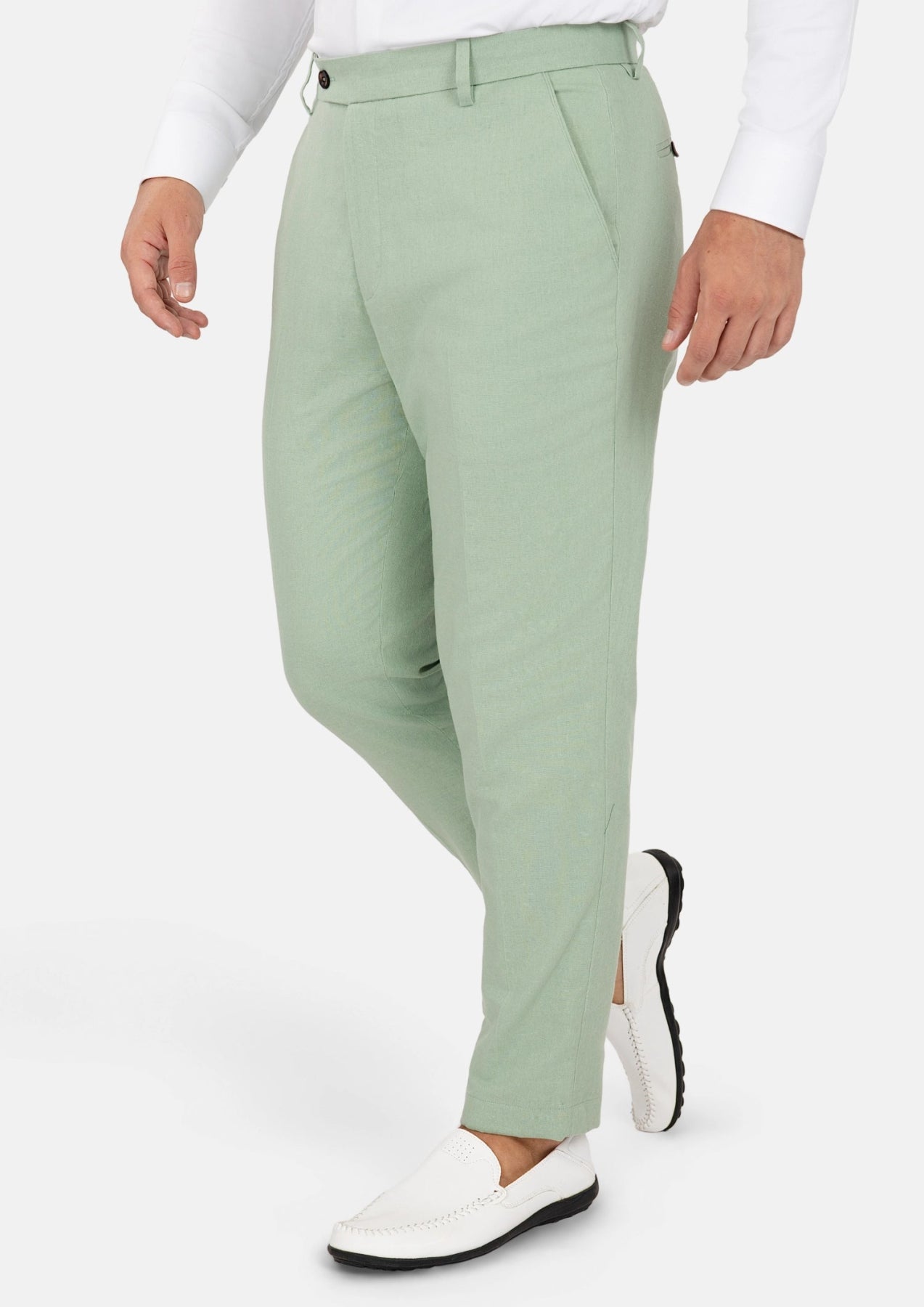 Fern Green Linen Pants - SARTORO