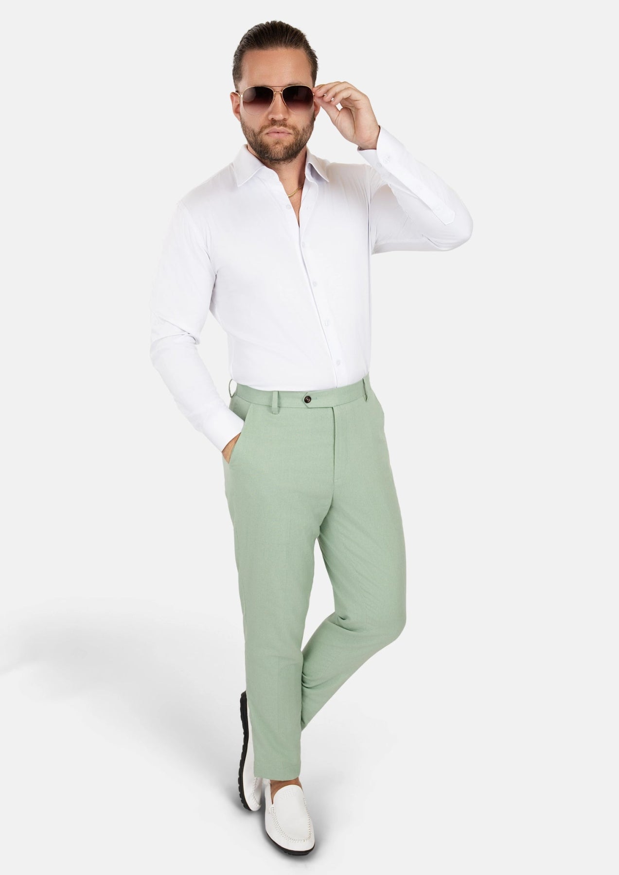 Fern Green Linen Pants - SARTORO