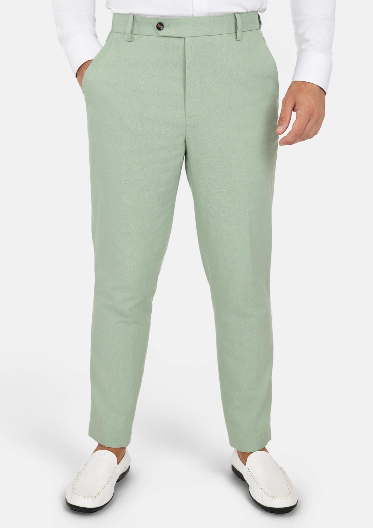 Fern Green Linen Pants - SARTORO