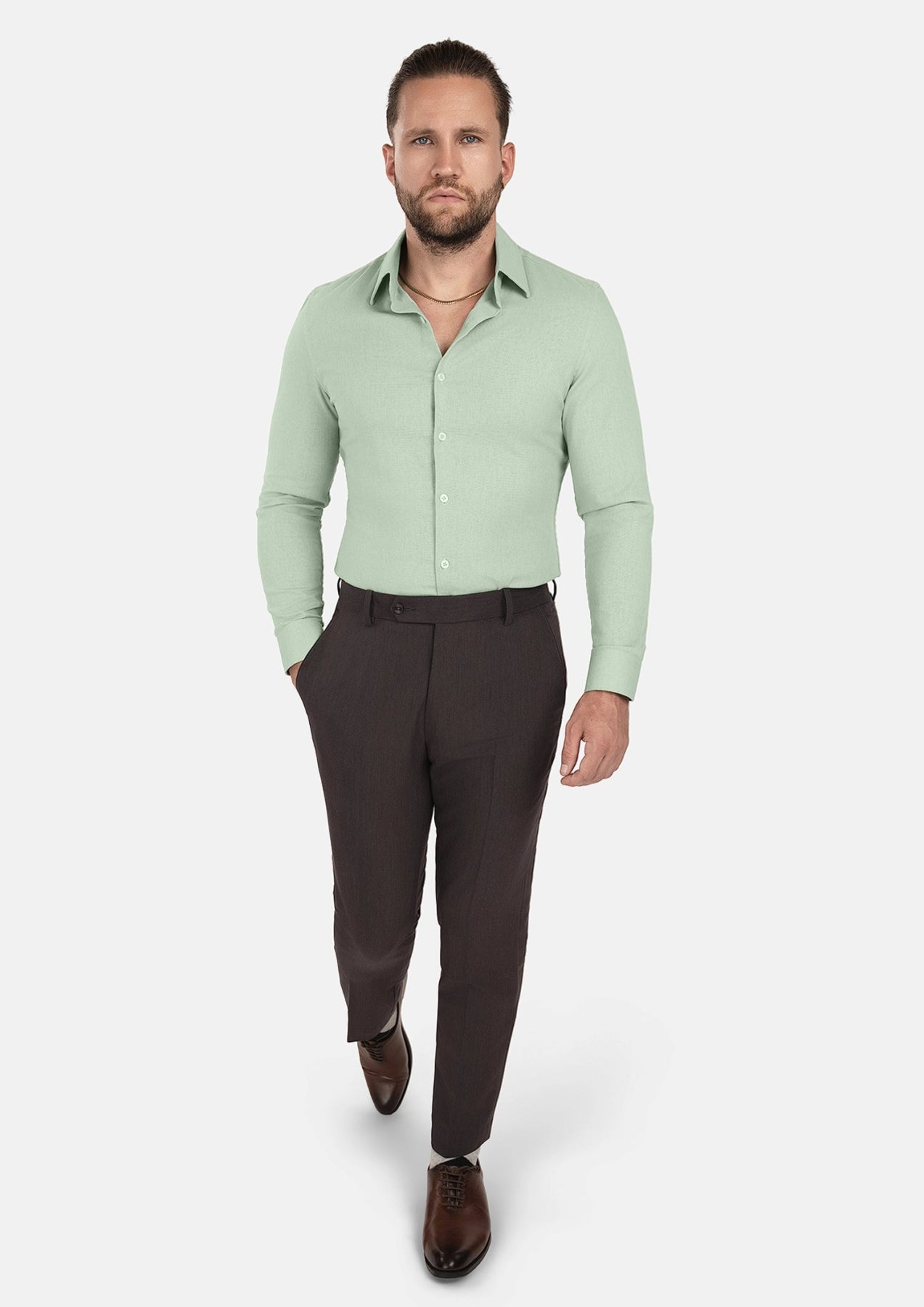 Fern Green Linen Shirt - SARTORO