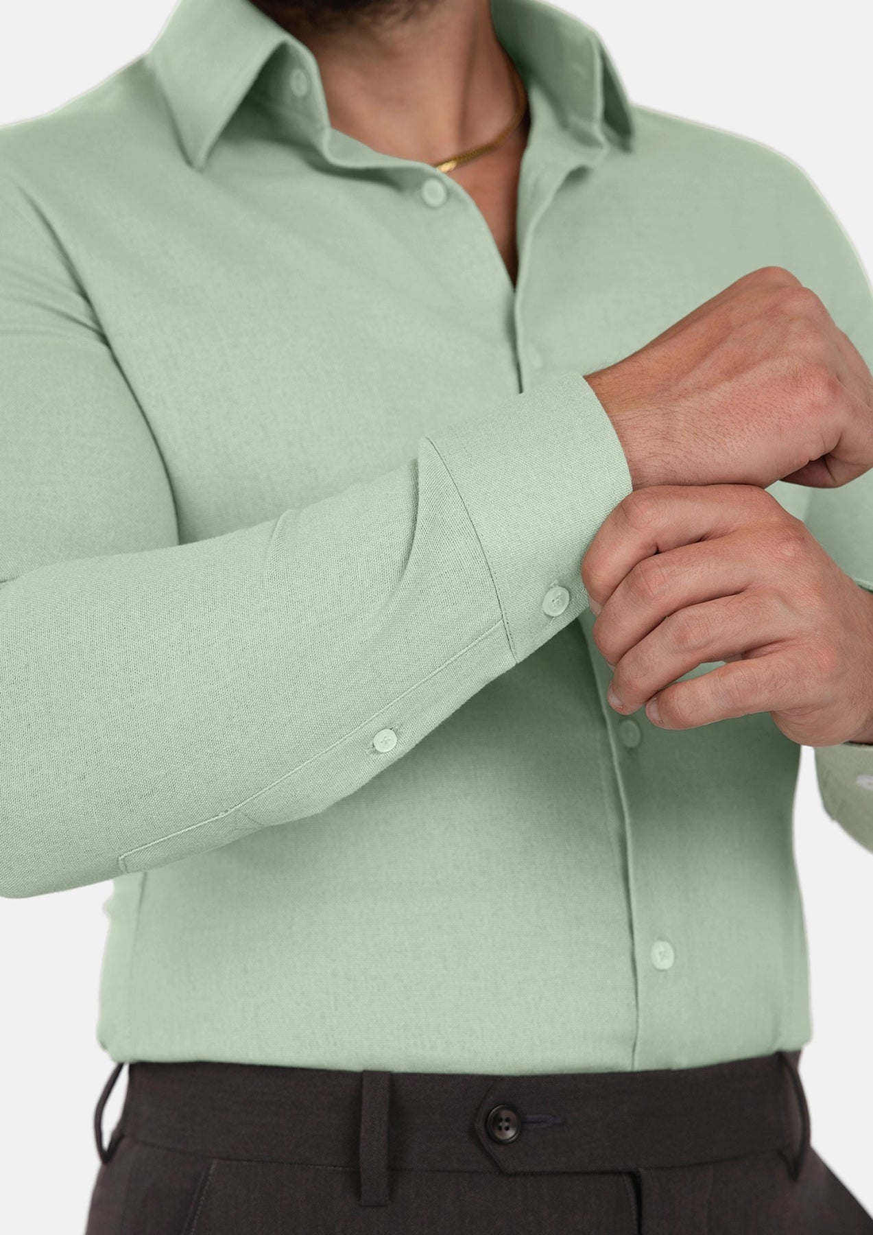 Fern Green Linen Shirt - SARTORO