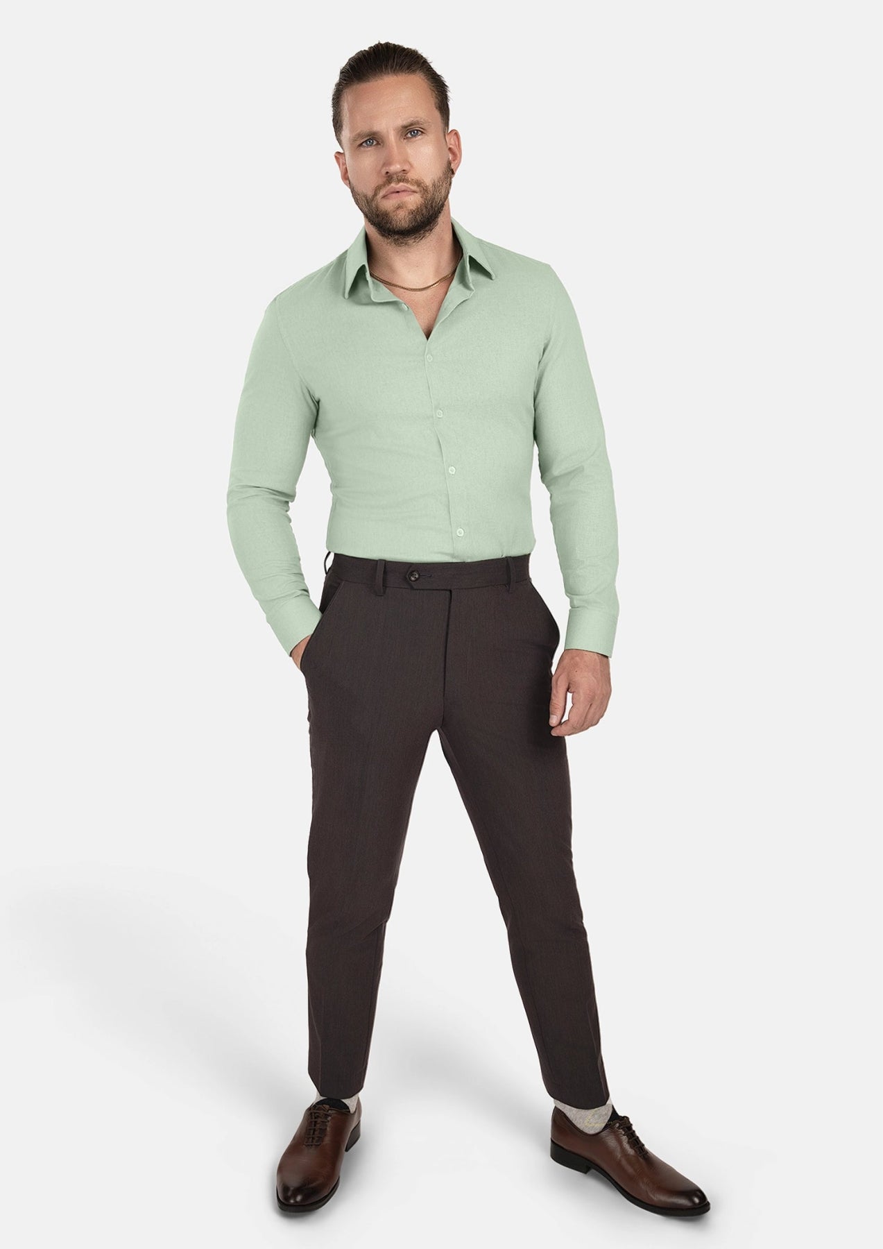 Fern Green Linen Shirt - SARTORO