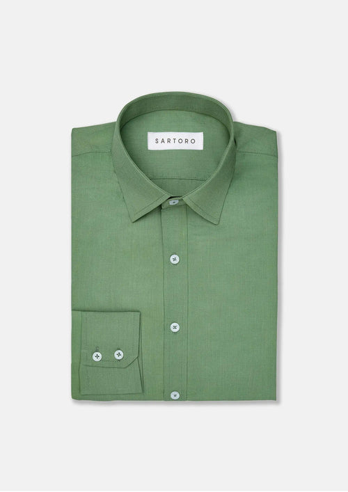 Forest Green Egyptian Cotton Broadcloth Shirt - SARTORO