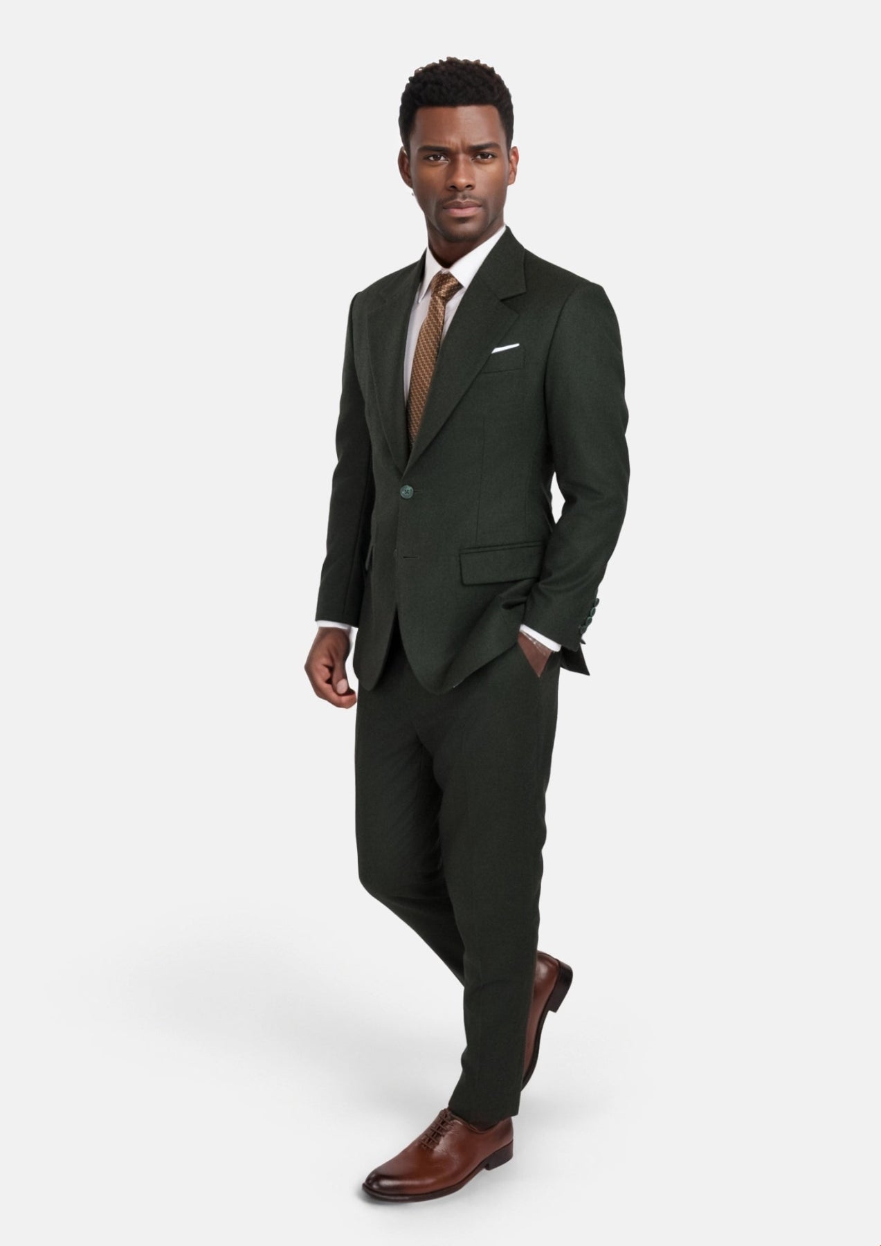 Forest Green Flannel Ellis Suit - SARTORO