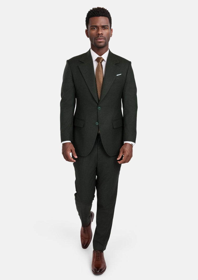 Forest Green Flannel Ellis Suit - SARTORO526