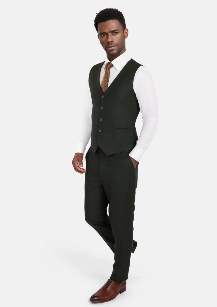Forest Green Flannel Vest - SARTORO898