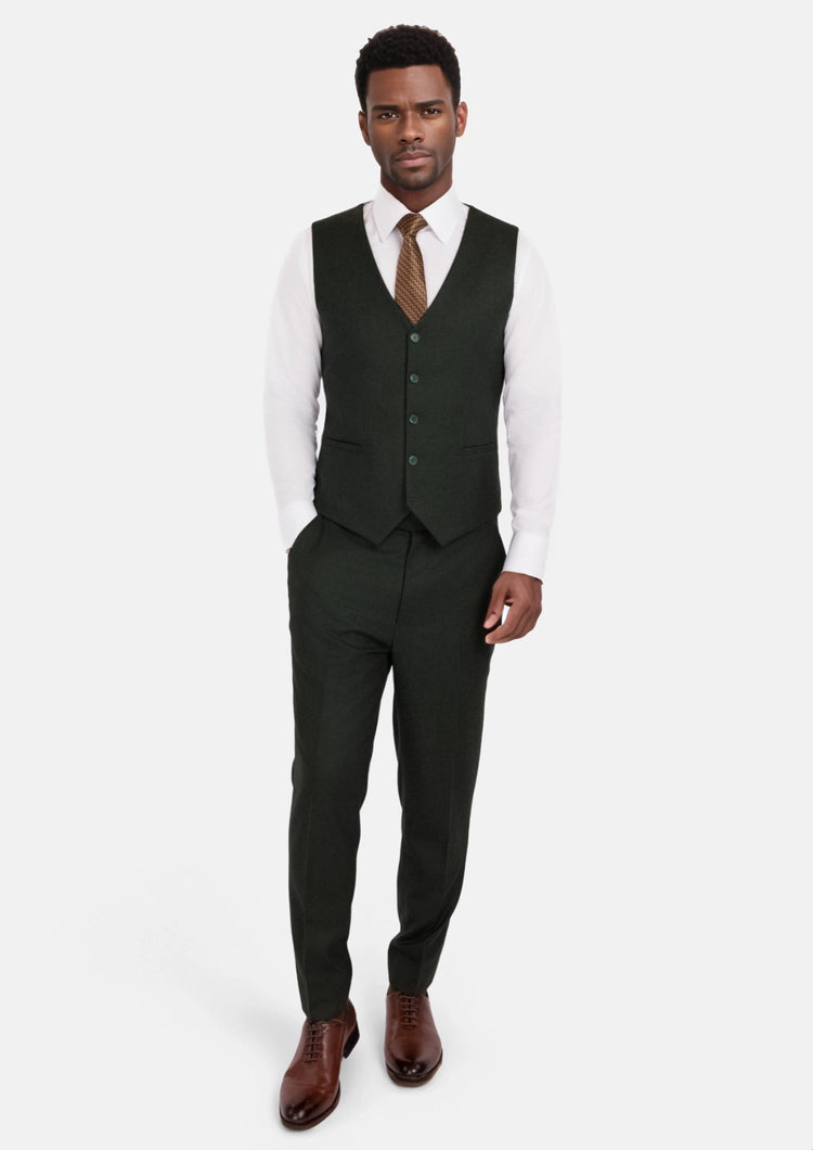 Forest Green Flannel Vest - SARTORO660