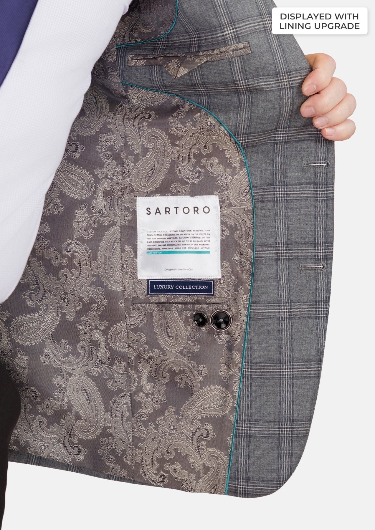 Fossil Grey Checked Ellis Jacket - SARTORO