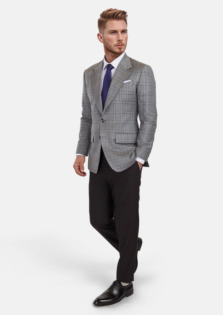 Fossil Grey Checked Ellis Jacket - SARTORO473