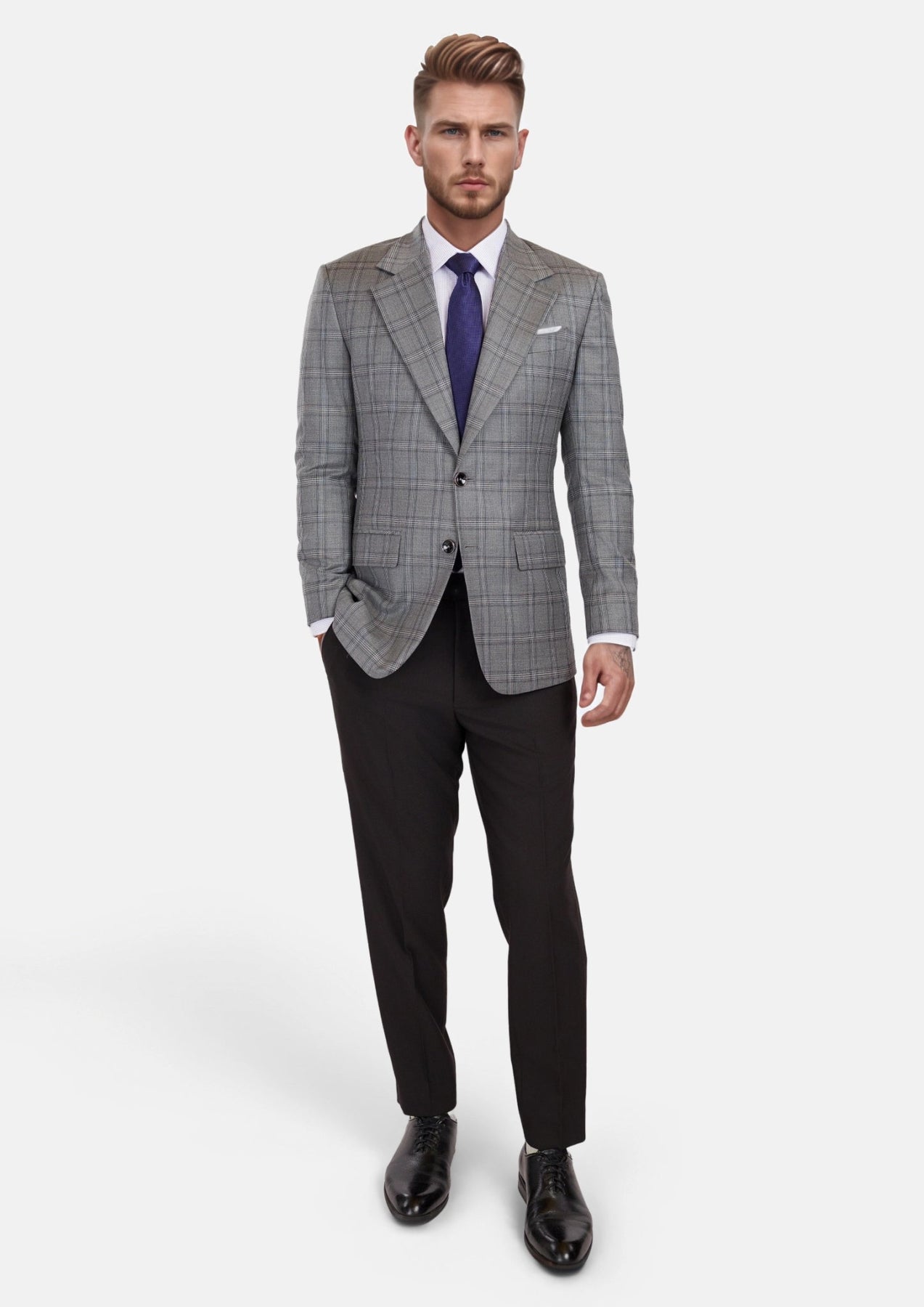 Fossil Grey Checked Ellis Jacket - SARTORO