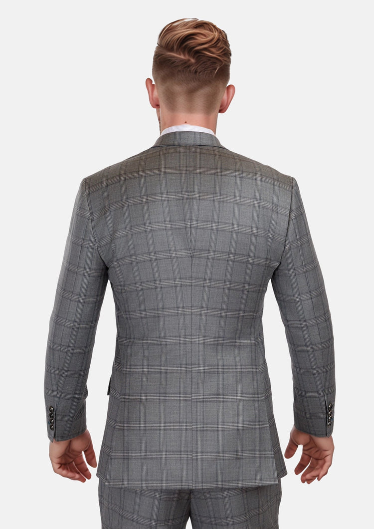 Fossil Grey Checked Ellis Suit - SARTORO879
