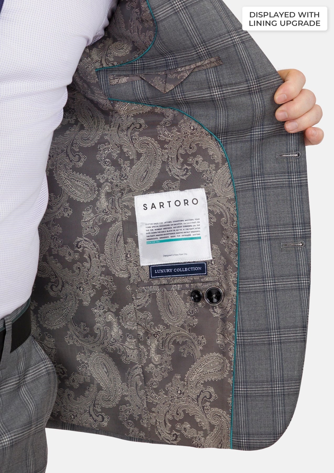 Fossil Grey Checked Ellis Suit