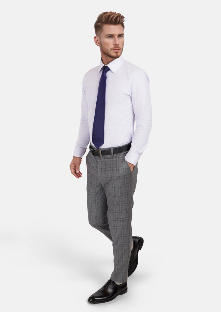 Fossil Grey Checked Pants - SARTORO513