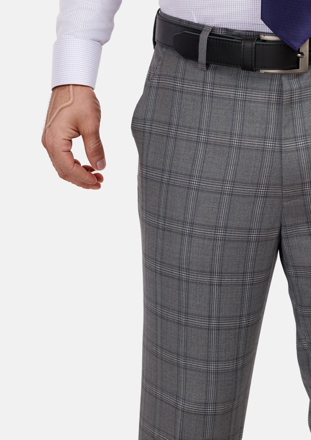 Fossil Grey Checked Pants