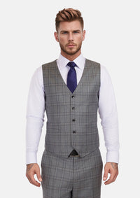 Fossil Grey Checked Vest - SARTORO