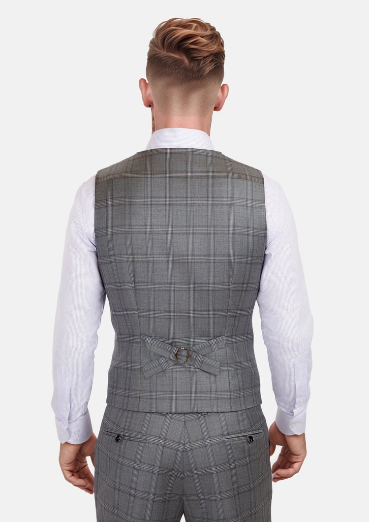Fossil Grey Checked Vest - SARTORO637