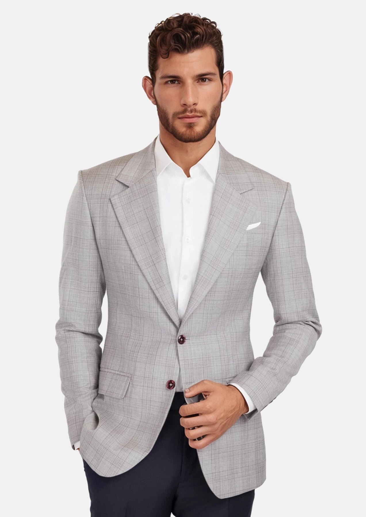 French Gray Checked Ellis Jacket - SARTORO80