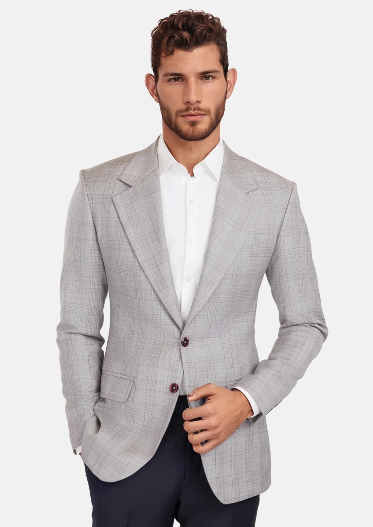 French Gray Checked Ellis Jacket - SARTORO179