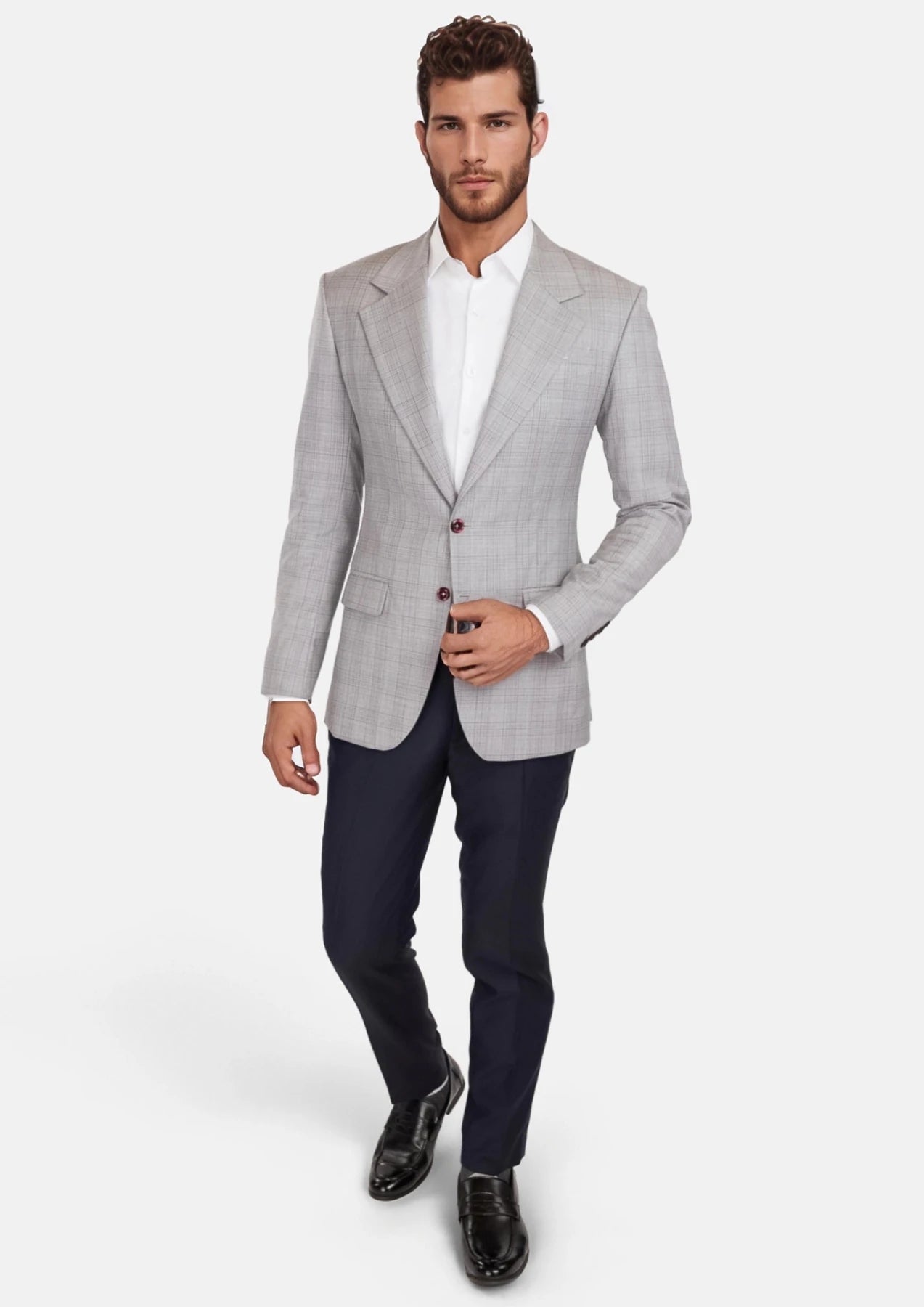 French Gray Checked Ellis Jacket - SARTORO844