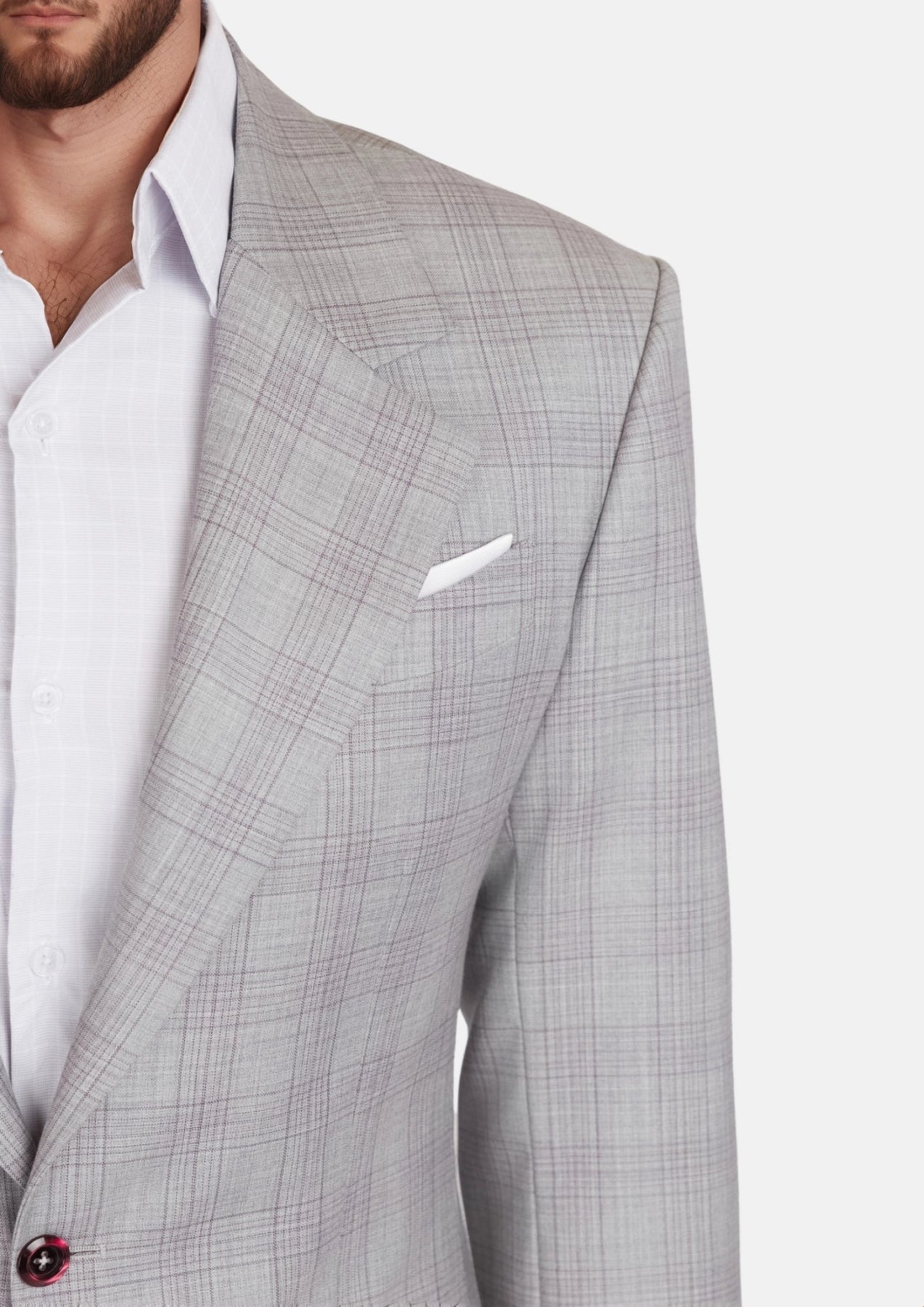 French Gray Checked Ellis Suit - SARTORO