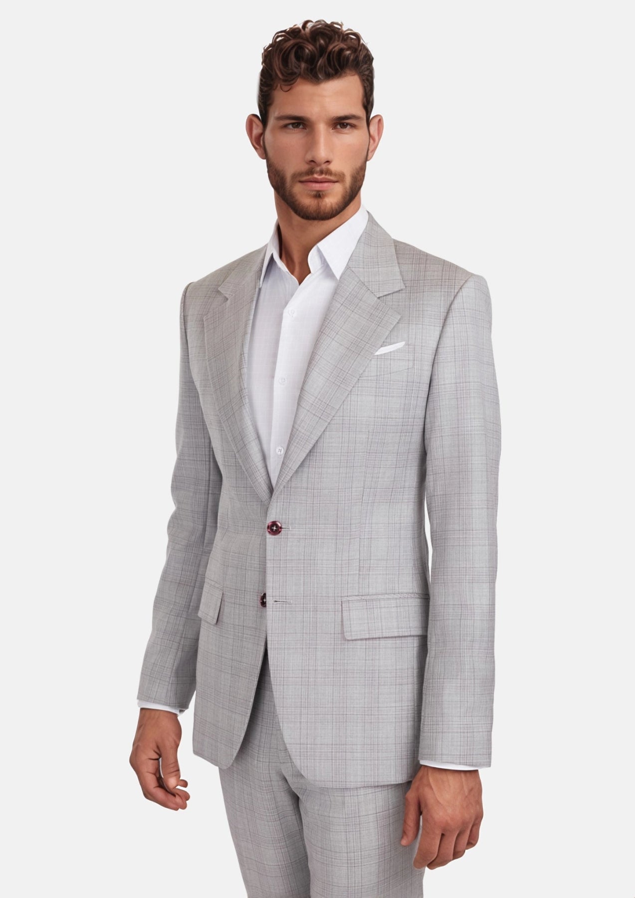 French Gray Checked Ellis Suit - SARTORO