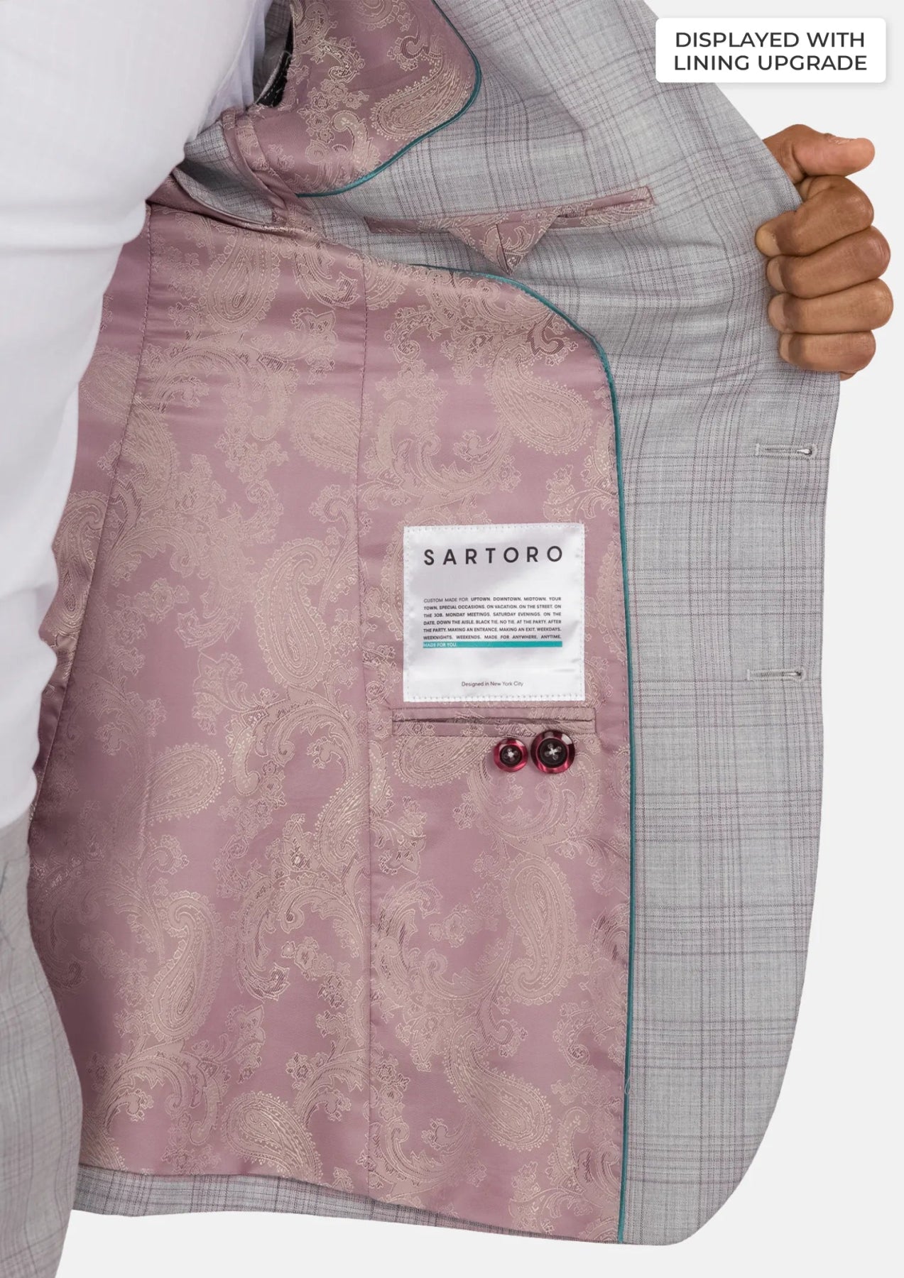 French Gray Checked Ellis Suit - SARTORO