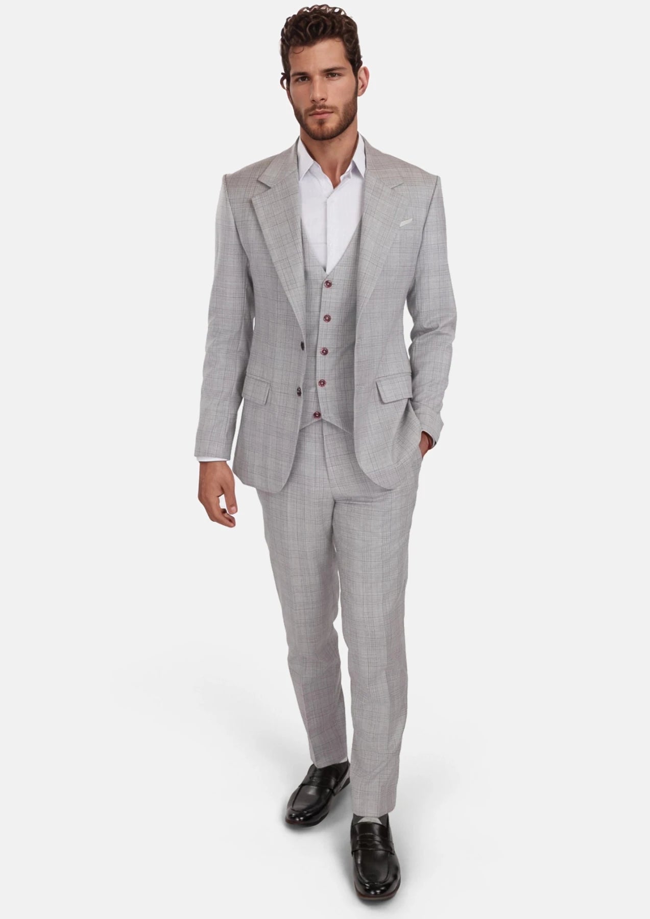 French Gray Checked Ellis Suit - SARTORO544