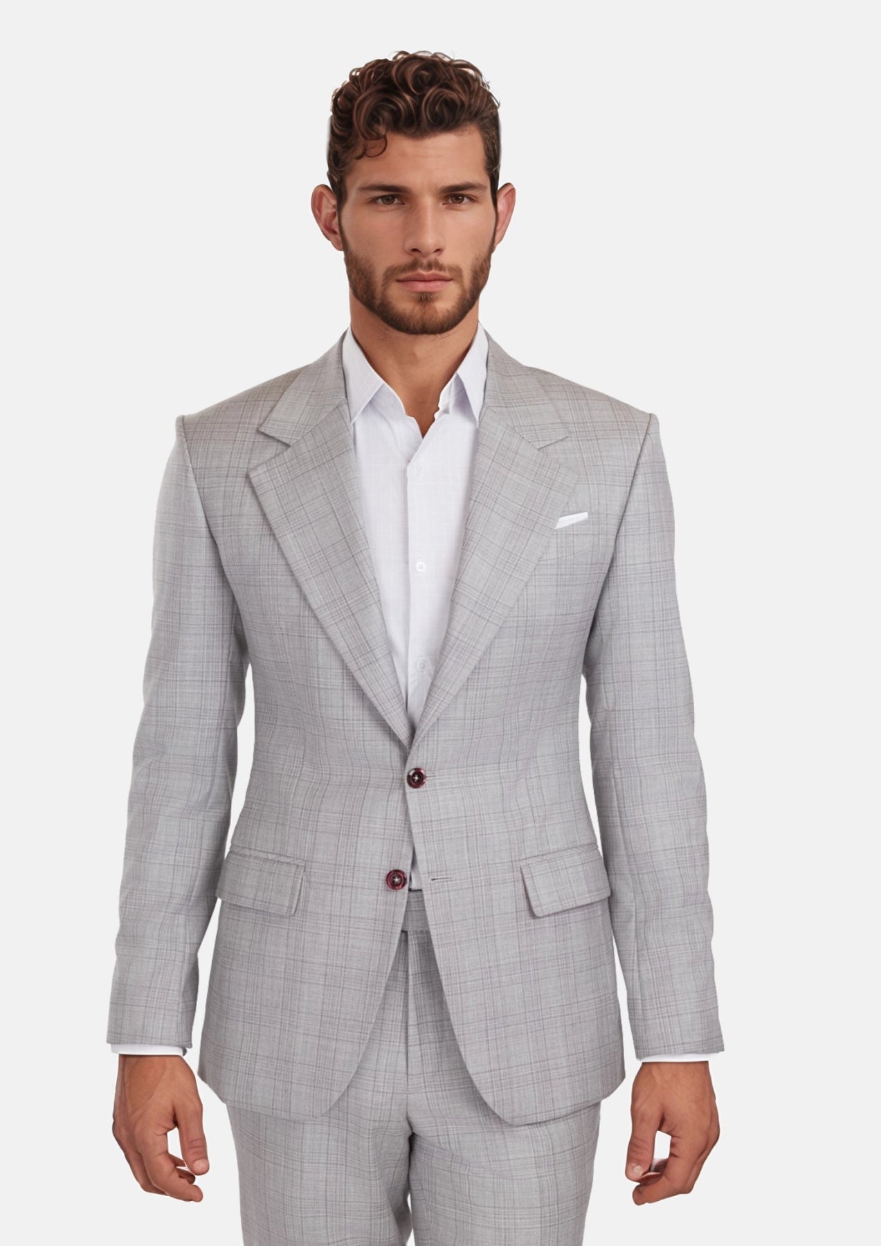 French Gray Checked Ellis Suit - SARTORO