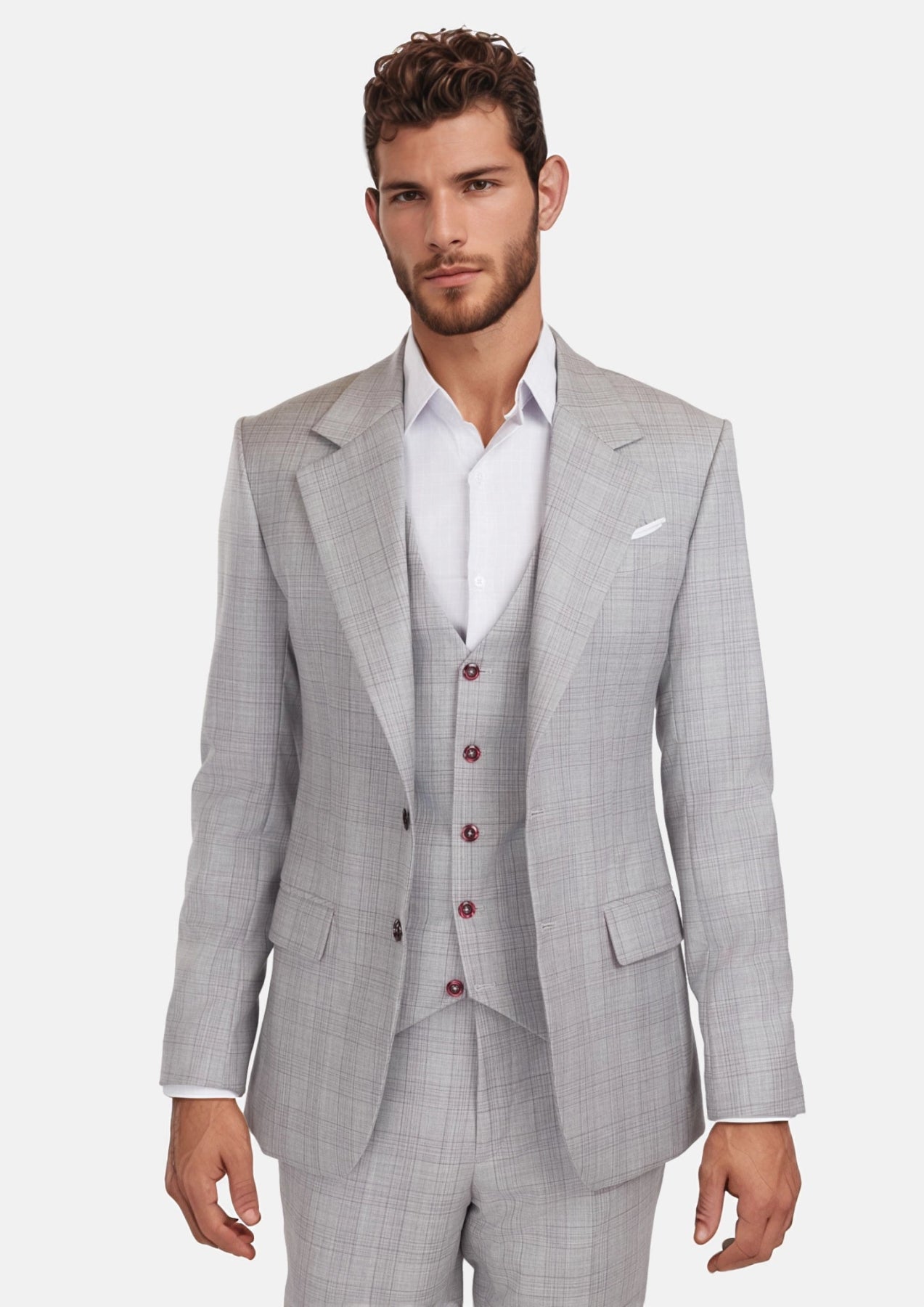 French Gray Checked Ellis Suit - SARTORO