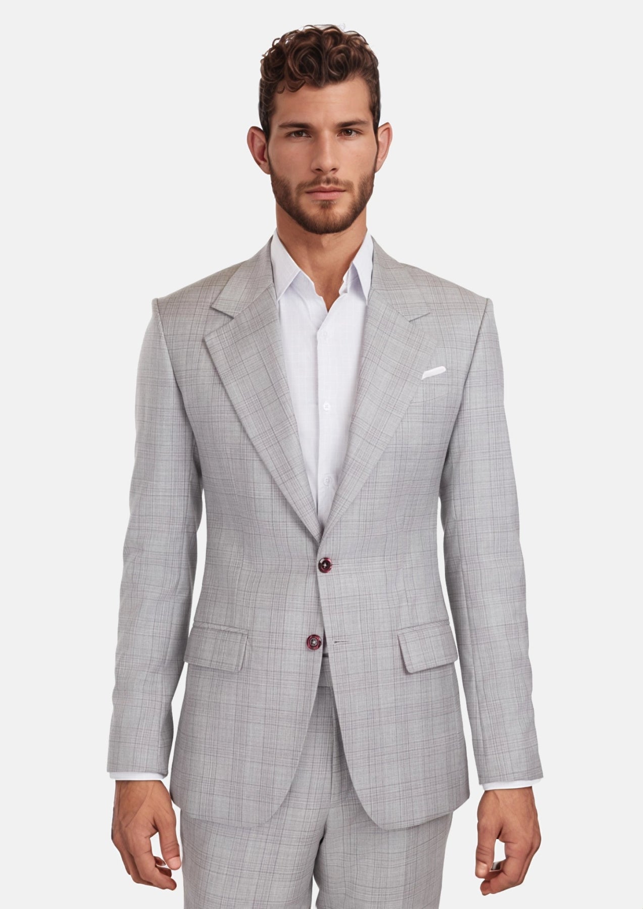 French Gray Checked Ellis Suit - SARTORO