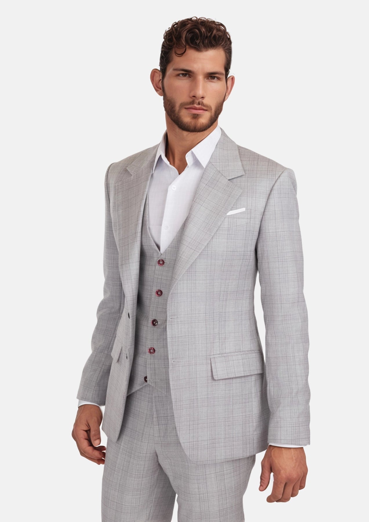French Gray Checked Ellis Suit - SARTORO