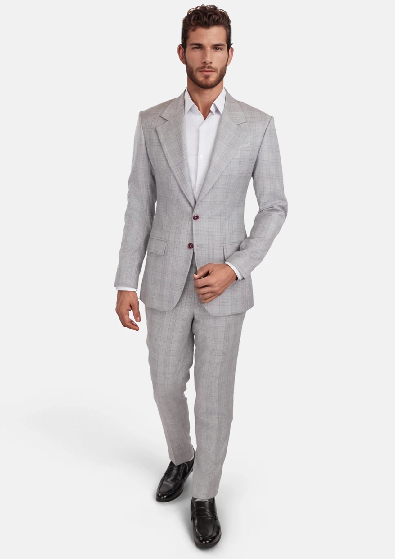 French Gray Checked Ellis Suit - SARTORO338