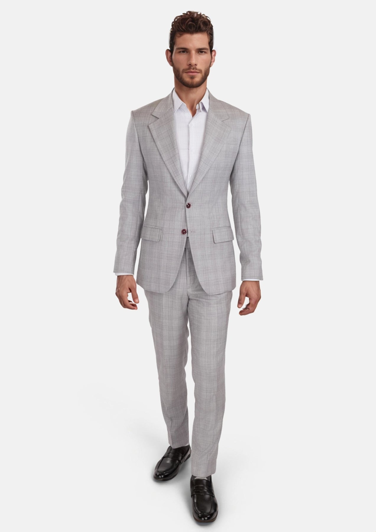 French Gray Checked Ellis Suit - SARTORO