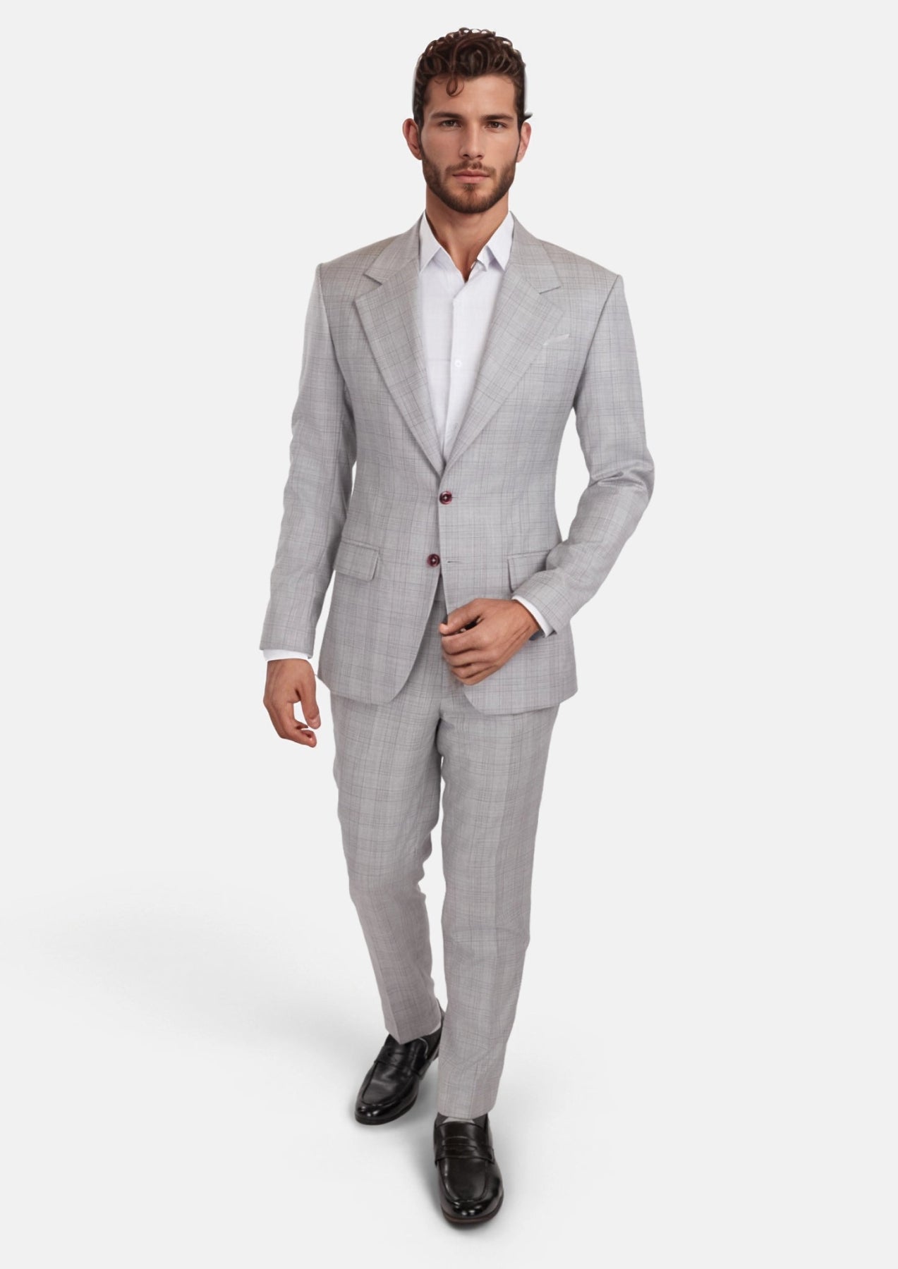 French Gray Checked Ellis Suit - SARTORO
