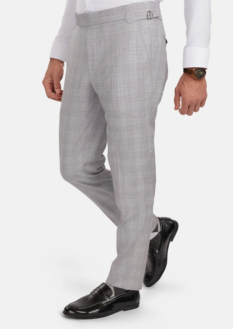 French Gray Checked Pants - SARTORO734