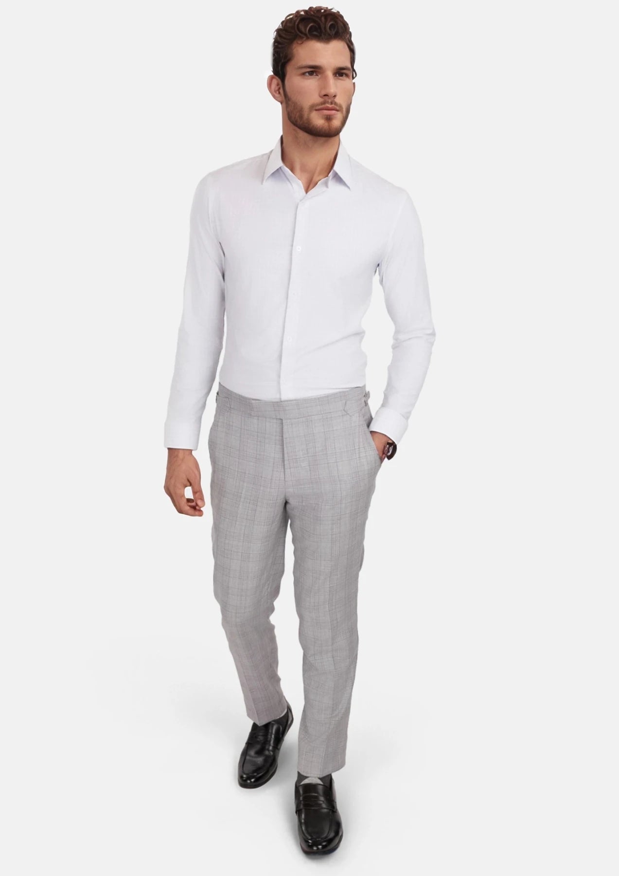 French Gray Checked Pants - SARTORO407