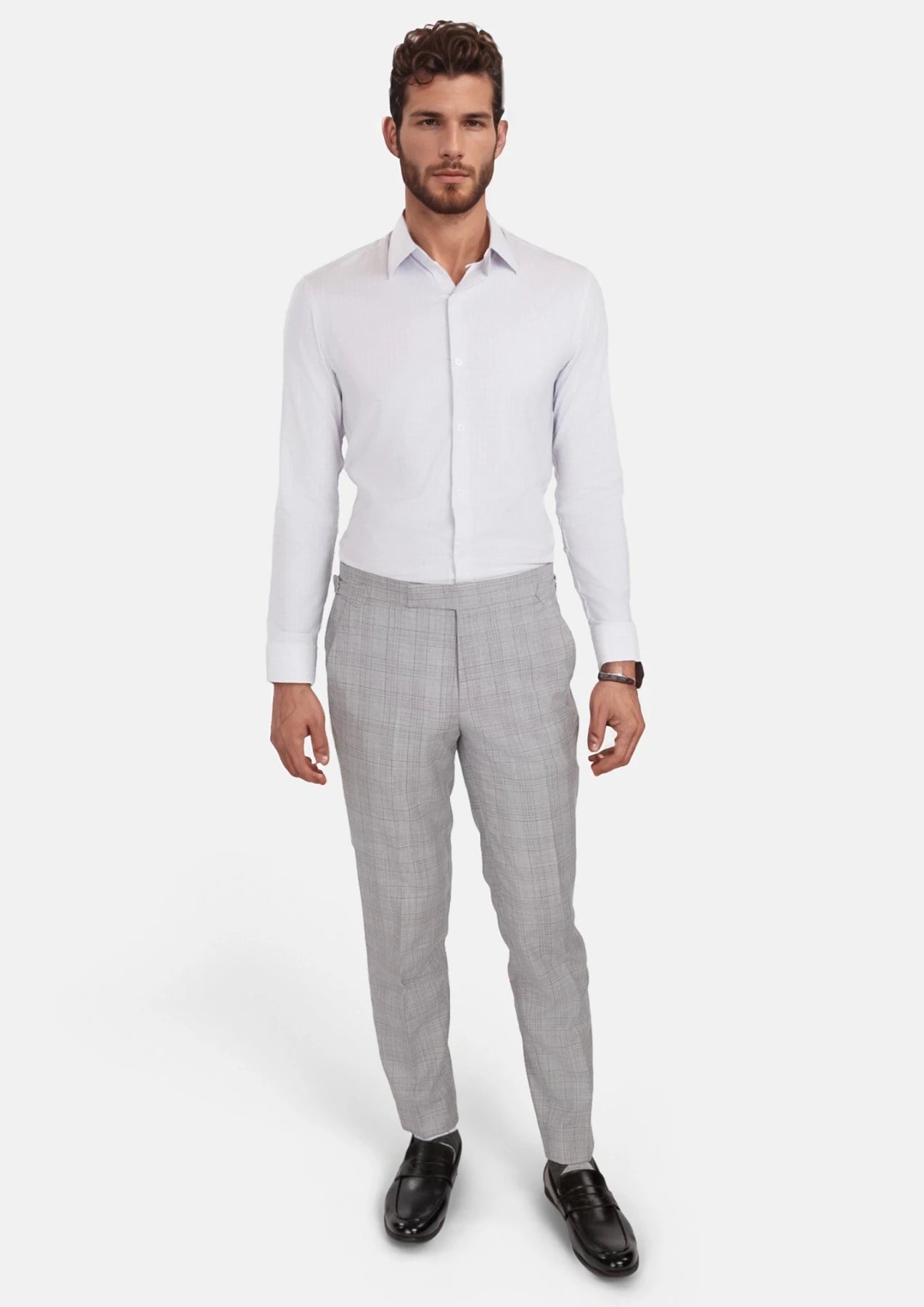 French Gray Checked Pants - SARTORO323