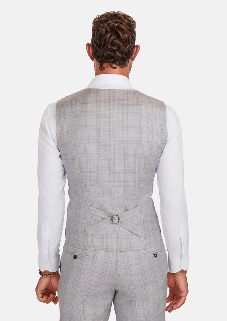 French Gray Checked Vest - SARTORO965