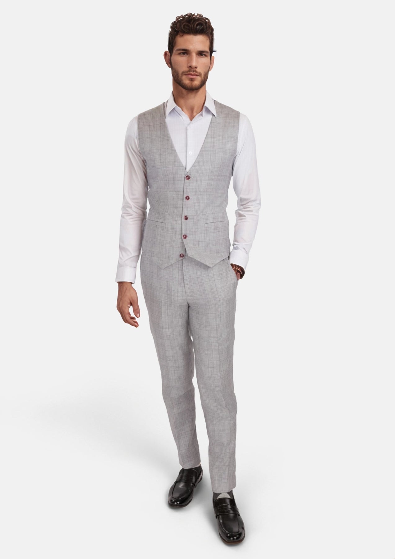 French Gray Checked Vest - SARTORO