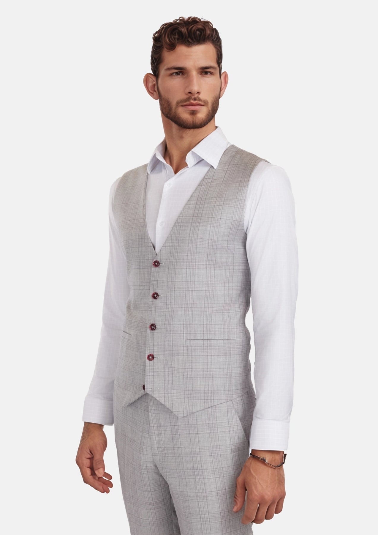 French Gray Checked Vest - SARTORO