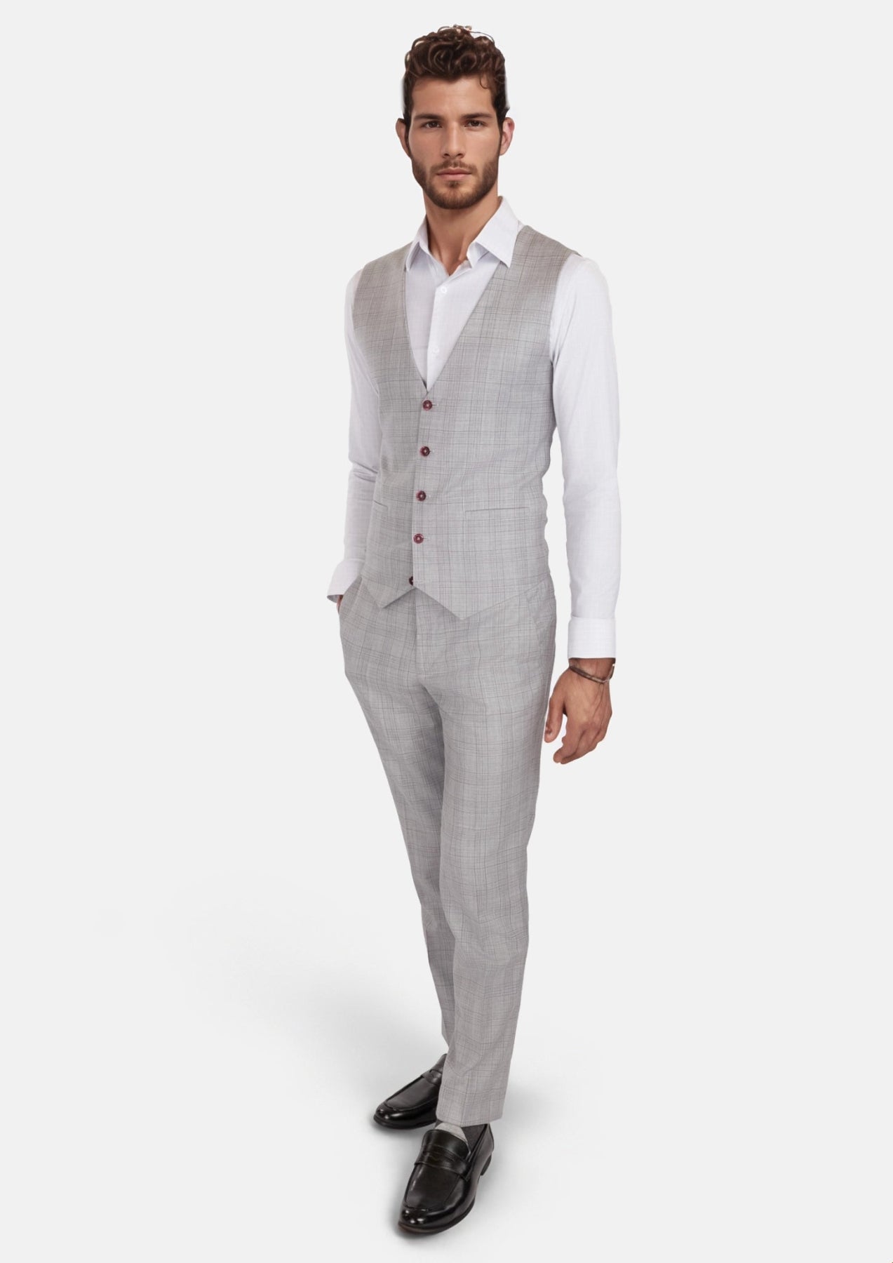 French Gray Checked Vest - SARTORO