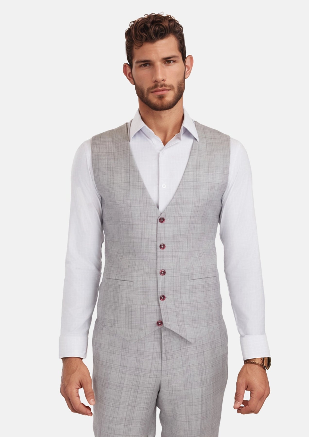 French Gray Checked Vest - SARTORO