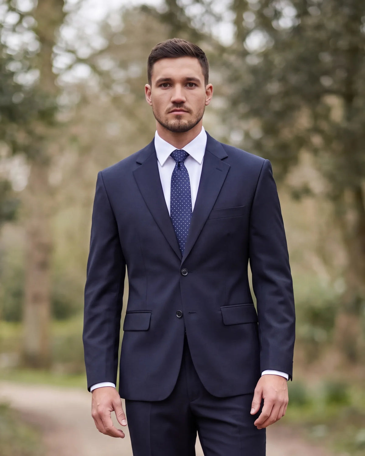 Dark navy with a white shirt and a dark tie is a good choice for a daytime service.